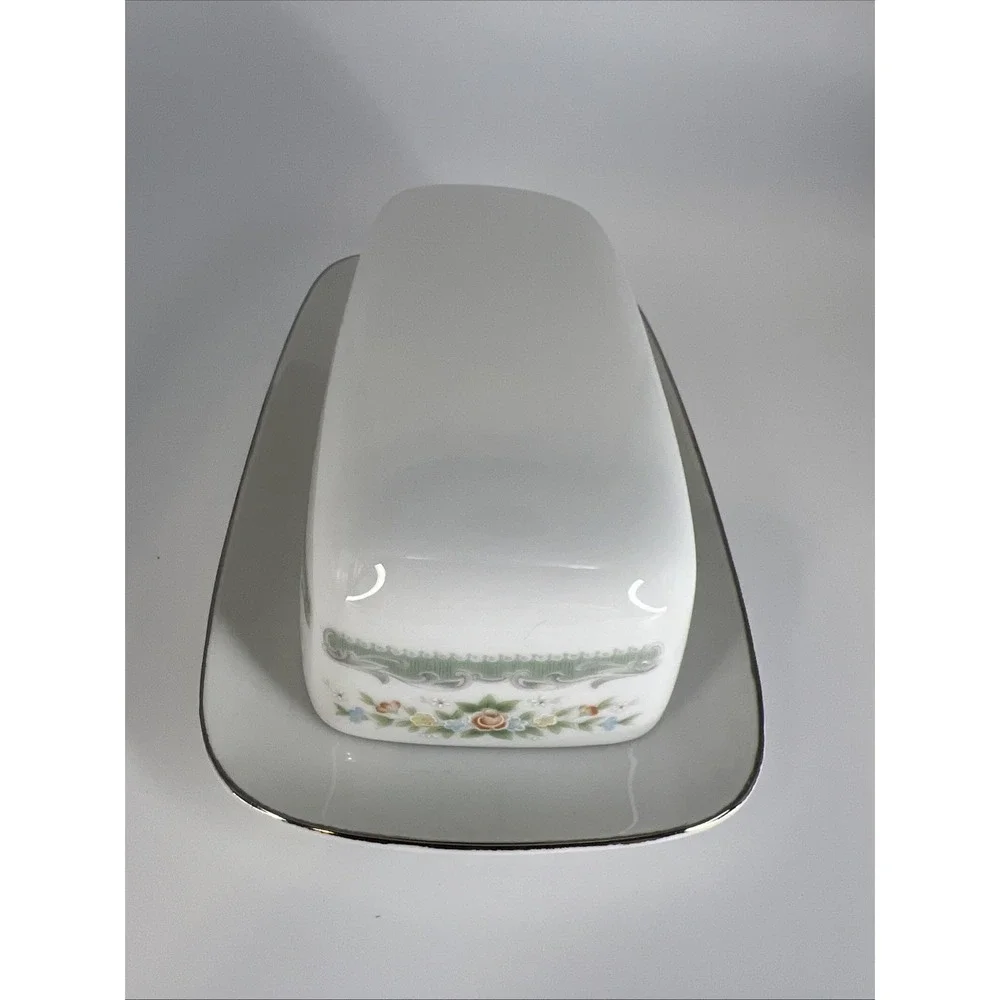 Vintage Roseville Japan Translucent Fine China‎ Butter Dish #4135 Floral Lid